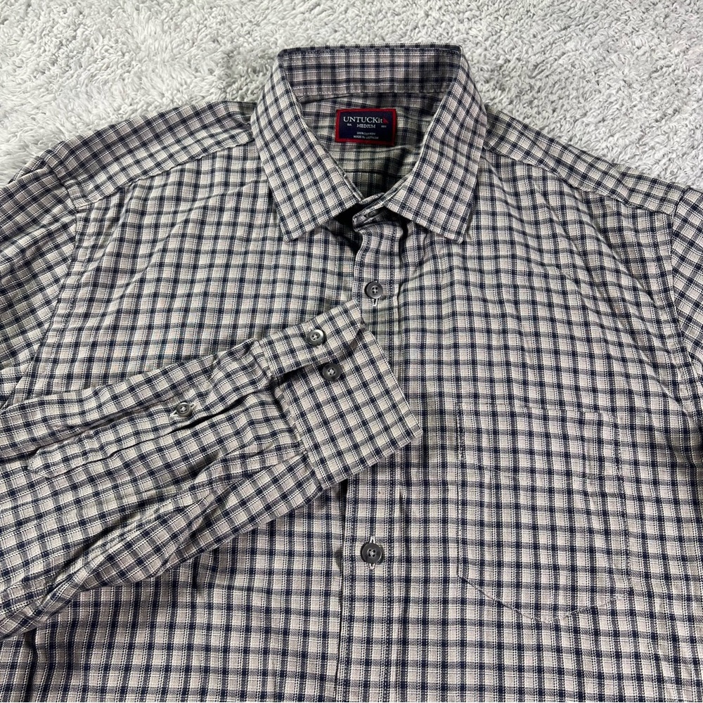UNTUCKit Men's Plaid Shirt - Black and White